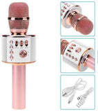 REVOQUE Wireless Bluetooth Karaoke Microphone - Built-in Speaker Works with Apple iPhone Android iPad LG Samsung Smartphone PC - Rose Gold