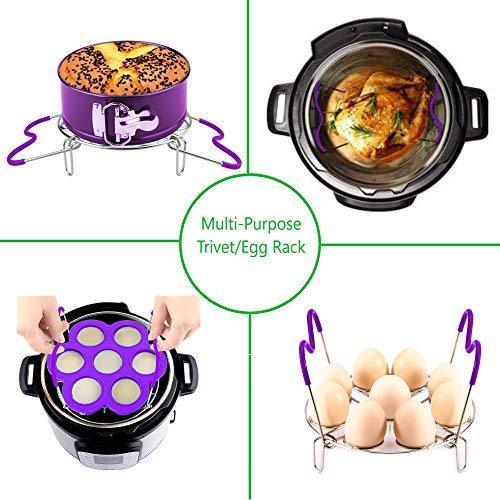 Instant Pot Accessories 6 and 8 qt Steamer Basket, Fits InstaPot Pressure Cooker, Insta Pot Ultra Egg Basket w/Silicone Handle and Non-Slip Legs (Instant Pot 6 and 8 Quart)