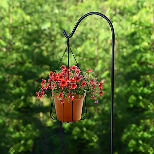 Black Shepherd Hook 92 Inch, 15MM Thick, Super Strong, Rust Resistant Steel Hook Ideal for Hanging Heavy Plant Baskets, by AshmanOnline