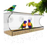 Acrylic Window Bird Feeder | Large Clear Suction Cups | Transparent Feeding Tray | See Through Birdhouse by LookyLoo