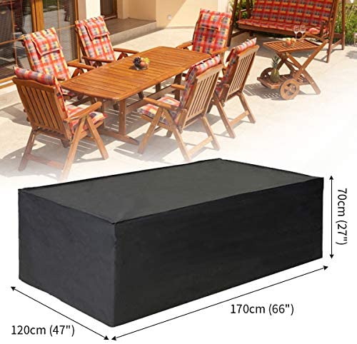 FLYMEI Outdoor Patio Furniture Covers, 315x180x74cm 420D Oxford Polyester Extra Large Size Furniture Set Covers Fits to 12-14Seat Black 124''x70.87''x29.13''