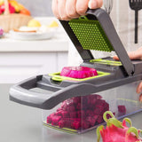 Braviloni Vegetable Chopper Slicer, 7-in-1 Multi-Function Chopper and Grater with Hand Protector, Interchangeable Blades