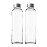 Seacoast - 18 Oz Glass Juice Bottles With Regular 18/10 Steel Caps (6, Clear)