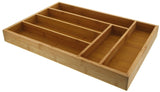 Drawer Organizer - Bamboo Drawer Organizer - Large Bamboo 6 Slot Silverware Drawer Dividers - Flatware Tray - 17 Inch