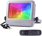 Nova S 50W RGB LED Flood LOFTEK Light, Outdoor IP66 Waterproof Explosion-Proof Glass Color Changing Light with Remote Control, Wall Washer Light, 3.9 Feet Wire, No Plug Need Hard Wiring, Black