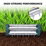 Rolling Lawn Aerator 18-inch Garden Yard Rotary Push Tine Heavy Duty Spike Soil Aeration, 50-in Handle (Silver)