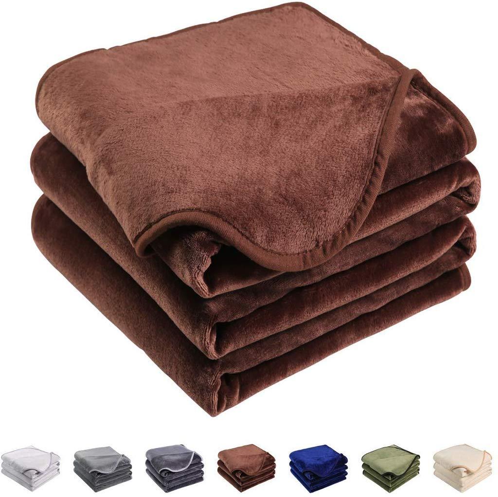EMONIA Luxury Fleece Blanket,330GSM - King Size Blankets Super Soft Warm Fuzzy Lightweight Bed & Couch Blanket(Grey,90 x 108 inch)