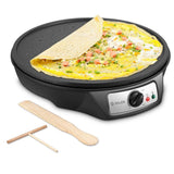 Electric Crepe Maker, iSiLER Nonstick Electric Pancakes Maker Griddle, 12 inches Electric Crepe Pan with Batter Spreader and Wooden Spatula, Precise Temperature Control for Roti, Tortilla, Eggs, BBQ