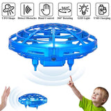 TEMI Mini UFO Flying Toys Drone for Kids & Adults, Hand Operated Flying Ball Helicopter with Lights, Easy Indoor Outdoor Pocket Quadcopter Aircraft Toy Gifts for Beginners, Boys & Girls, Blue
