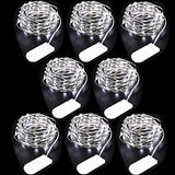 Ustellar 10ft 30 Micro Starry LED String Lights, Waterproof Fairy Silver Wire Lights, Moon Lights Battery Operated (Included), For DIY Wedding, Party, Table Decorations, Cool White, 8 Pack