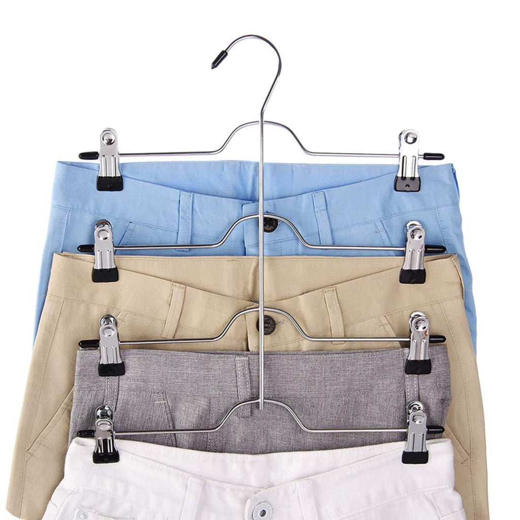 Tosnail 4 Pack 4 Tier Trouser Skirt Hanger - Non Slip Black Vinyl Clips Great Space Saver Your Closet