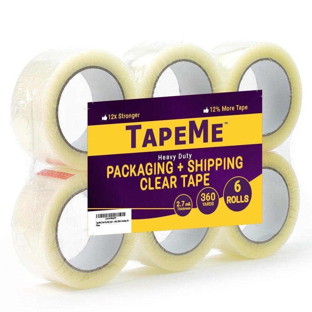 TapeMe Clear Packing Tape - 60 Yards Per Roll - 2.7mil (12 Rolls)