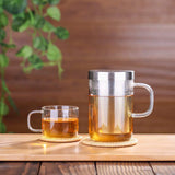 Ecooe Clear Glass Tea Mug Cup with Stainless Steel Infuser Lid for Loose Tea/Tea Bag 17 Ounce