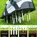 Blissun Lawn Aerator Shoes, 4 Aluminum Alloy Buckles Spiked Aerating Lawn Sandals, 26 Nails for Aerating Your Lawn or Yard, 4 Adjustable Straps Universal Size