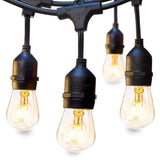 2 Pack 48 FT Outdoor String Lights Commercial Great Weatherproof Strand Dimmable Edison Vintage Bulbs 15 Hanging Sockets, UL Listed Heavy-Duty Decorative Café Patio Lights for Bistro Garden by addlon