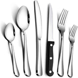 24-Piece Silverware Set, Flatware Set Mirror Teivio  Polished, Dishwasher Safe Service for 4, Include Steak Knife/Fork/Spoon