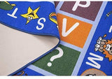 Ottomanson Jenny Collection Light Blue Frame with Multi Colors Kids Children's Educational Alphabet (Non-Slip) Area Rug, Blue, 8'2" x 9'10"