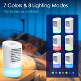 MOSAJIE Personal Air Cooler, Portable Air Conditioner, Desktop Cooling Fan, Mini Space Evaporative Air Cooler with with 7 Colors LED Lights, Timer, Handle, 3 Speeds for Home, Office, Room