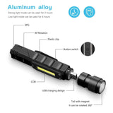OUDMON Rechargeable Tactical Flashlight, 90 Degree Usb klein Flashlight, Super Bright 600 Lumens, 5 Modes High/Low/Side Light/Red/SOS,LED Torch Indoor/Outdoor Black(Camping, Hiking and Emergency Use)