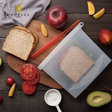 HOMELUX Reusable Silicone Food Storage Bags | Sandwich, Sous Vide, Liquid, Snack, Lunch, Fruit, Freezer Airtight Seal | BEST for preserving and cooking | UPGRADED SIZE - 2 Large & 2 small