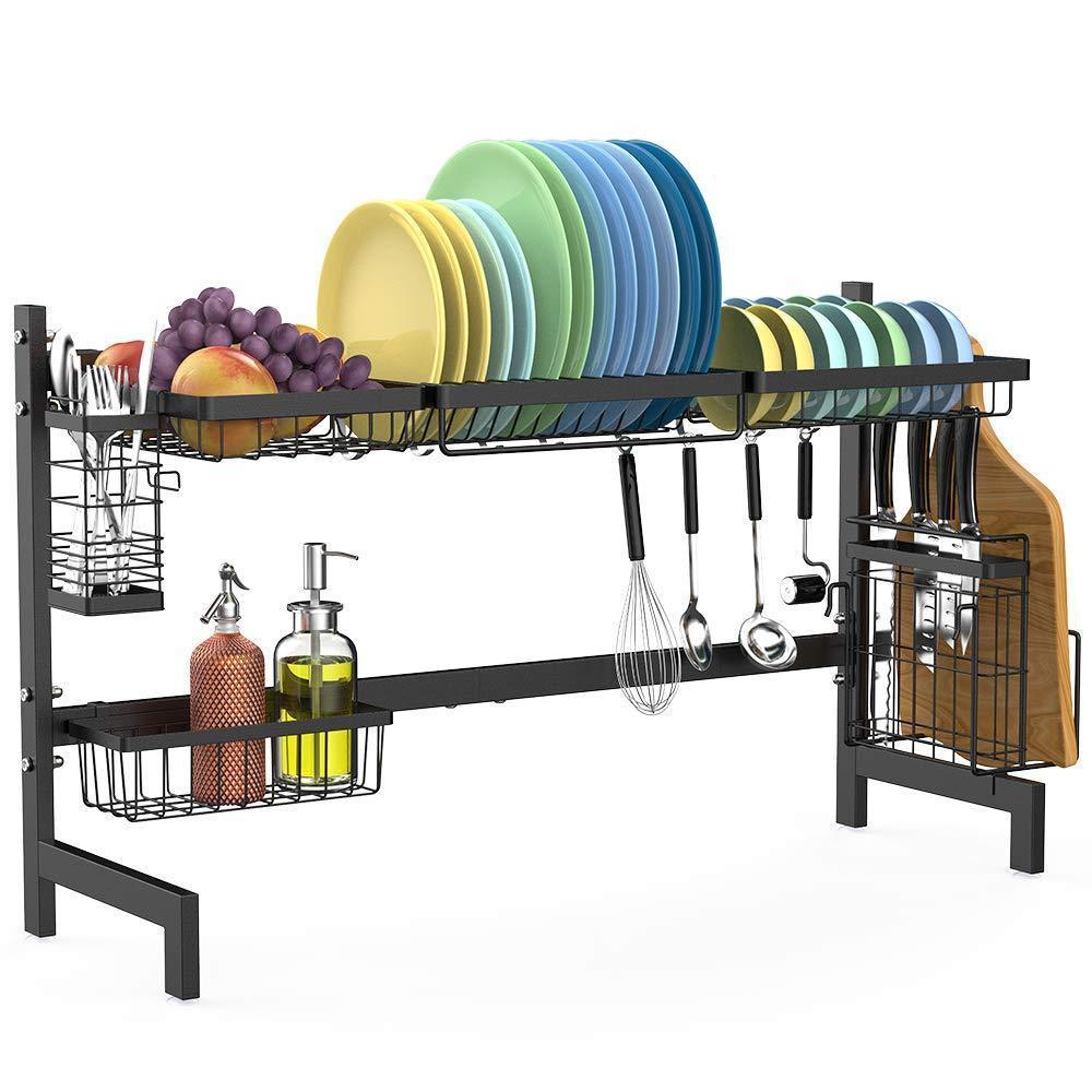 Over the Sink Dish Drying Rack, Cambond Dish Drainer Shelf Stainless Steel Dish Rack with Utensils Holder for Kitchen Counter
