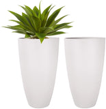 La Jolíe Muse Tall Planters Outdoor Indoor - Tree Planter 20 inch Modern White Flower Pots with Drainage Holes for Balcony Garden Patio Deck Resin Planters Pack 2