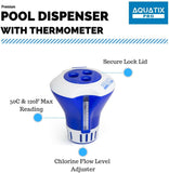 Aquatix Pro Large Pool Chemical Dispenser with Thermometer, Strong Floating Chlorine Dispenser for Indoor & Outdoor Swimming Pools, Up to 3" Bromine Tablet Holder, Use as a Spa Chemical Dispenser