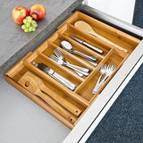 Growsun Bamboo Drawer Utensil Organizer Expandable Kitchen Cutlery Utility Tray,100% Pure Nature Bamboo