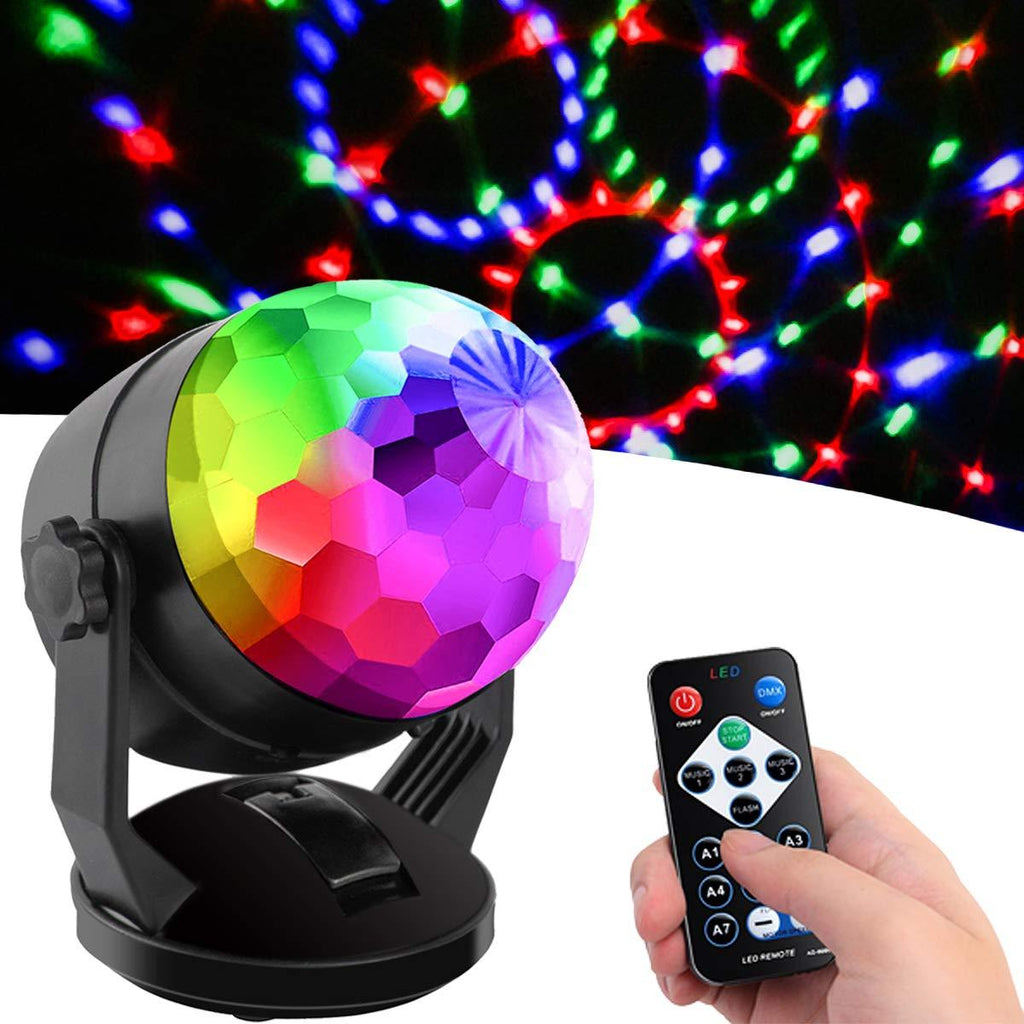 Luditek Sound Activated Party Lights with Remote Control, Battery Powered/USB Portable RBG Disco Ball Light, Dj Lighting, Strobe Lamp 7 Modes Stage Party Supplies