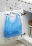 mDesign Over-The-Cabinet Plastic Bag Storage and Grocery Bag Holder, Kitchen Storage - Chrome