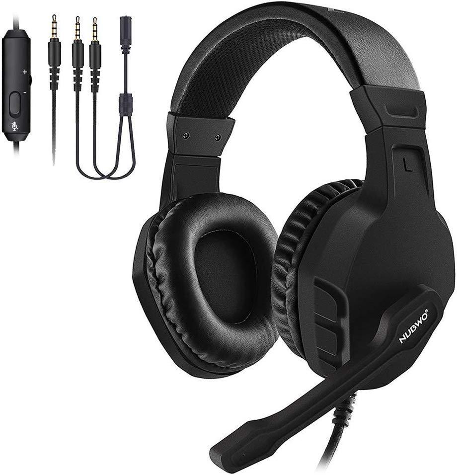 MODOHE Gaming Headset, Xbox One PS4 Headset, Noise Cancelling Over Ear Gaming Headphone Mic, Comfort Earmuffs, Lightweight, Easy Volume Control for Xbox 1 S/X Playstation 4 Computer Laptop(Black)