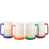 Lily's Home Double Wall Gel-Filled Acrylic Freezer Stein Mugs, Great as Old Fashion Drinking Glasses at BBQs and Parties, Clear with Assorted Color Accents (16 oz. Each, Set of 4)