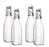 Seacoast Clear Glass Bottle with Swing Top Stopper, 33.75 Oz Round Pack of 4