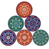 ENKORE Absorbent Coasters For Drinks - 6 Pretty Mandala Patterns on Big Ceramic Stones with Cork Back, Use as Elegant Home Decor and Save Your Furniture From Damage By Water Stain And Marks, No Holder