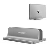 Vertical Laptop Stand [Adjustable Size], OMOTON Desktop Aluminum MacBook Stand with Adjustable Dock Size, Fits All MacBook, Surface, Chromebook and Gaming Laptops (Up to 17.3 inch), Silver