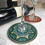 ENKORE Absorbent Coasters For Drinks - 6 Pretty Mandala Patterns on Big Ceramic Stones with Cork Back, Use as Elegant Home Decor and Save Your Furniture From Damage By Water Stain And Marks, No Holder