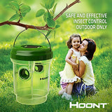 Hoont Solar Powered Outdoor Wasp Trap with UV LED Light – Traps Wasps, Yellow Jackets, Bees, Hornets, Etc. - Effectively Lures, Traps and Retains Bees Until They Die