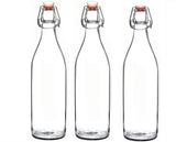 Seacoast Clear Glass Bottle with Swing Top Stopper, 33.75 Oz Round Pack of 4