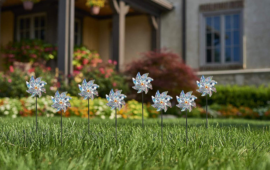 Bird Blinder Pinwheels Sparkly Silver Mylar Pin Wheel Holographic Spinners Whirl Reflective Pinwheel Scare Birds Away for Garden Party Lawn Kids Decor