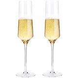 Hand Blown Crystal Champagne Flutes - Bella Vino Elegant Champagne Glasses Made from 100% Lead Free Premium Crystal Glass，Perfect for Any Occasion,Great Gift, 10", 7 Oz, Set of 2, Clear