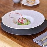 Villeroy & Boch Manufacture Rock Blanc Pasta Plate, Structured Crockery Porcelain, White, 29 cm