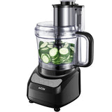 Food Processor 12-Cup, Aicok Multifunction Food processor, 1.8L, 3 Speed Options, 2 Chopping Blades & 1 Disc, Safety Interlocking Design, 500W, Black by Aicok