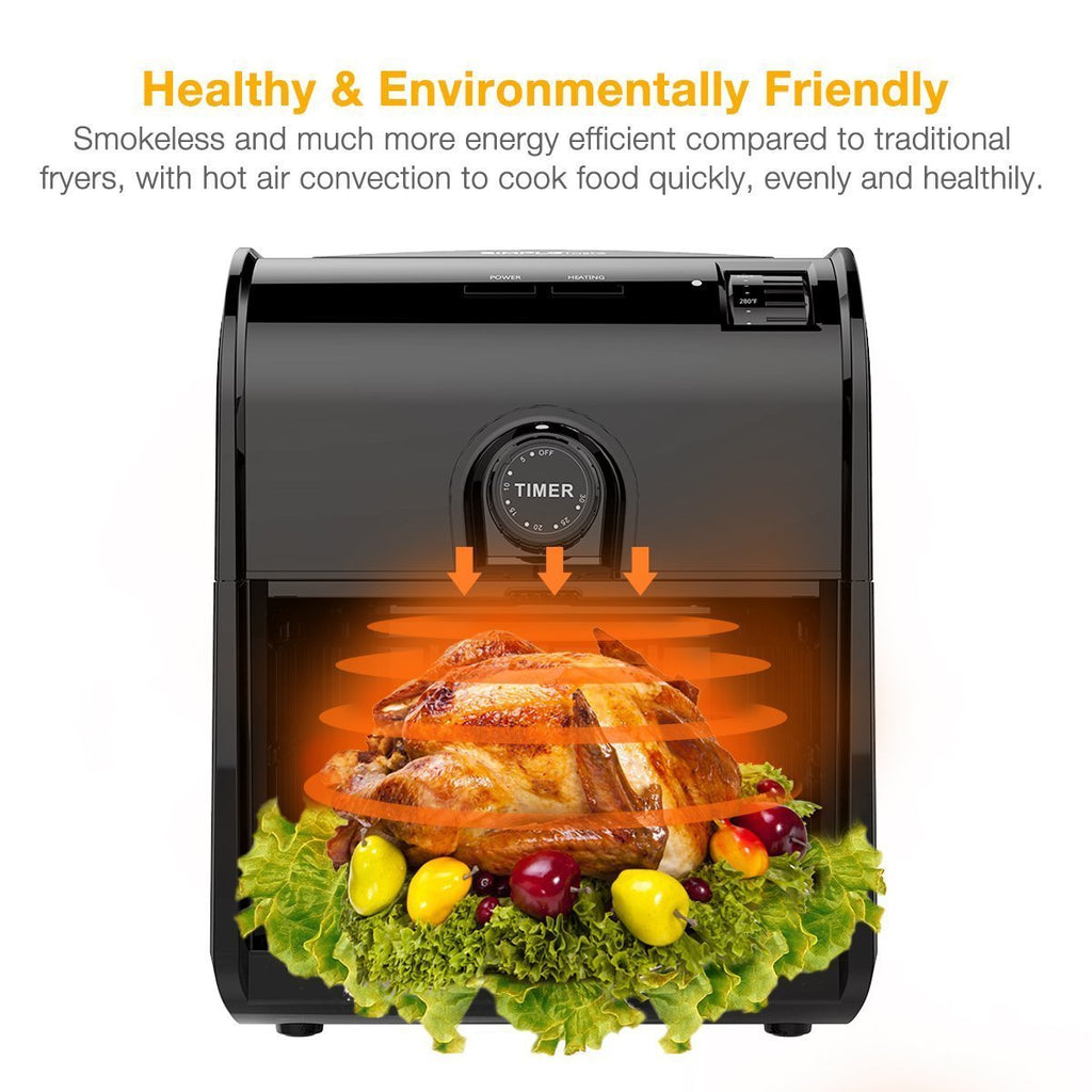 SIMPLETASTE Air Fryer with with Rapid Circulation Technology for for Low Fat Oil Free Health Food, Multi-function Electric Cooker with Timer & Temperature Controls, 3.2QT, Black