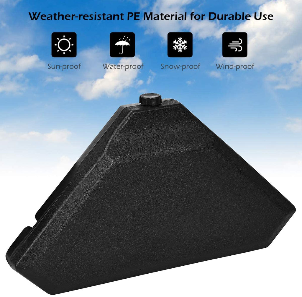 Nature's Blossom 4PCS Cantilever Offset Patio Umbrella Base Weight Stand, 195lbs Triangle Shaped Sand Water Filled Weight Outdoor Umbrella Base Plate w/Easy-Fill Spouts, Funnel, Concave Handles