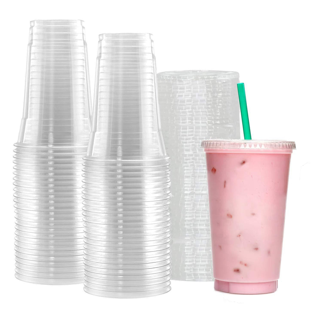 Netko Plastic Cups With Lids 50 Sets Of 20 OZ cups with lids