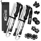 Koviti Trekking Poles Collapsible Hiking Poles - 2 Pack Auminum Alloy 7075 Walking Stick, Adjustable Quick Lock, Antishock Lightweight Folding Poles with 8 Season Accessories for Hiking, Camping