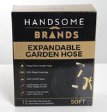 Handsome 50ft Expandable Garden Hose Water Hose with Solid Brass Fittings & 10 Function Spray Nozzle, Durable Anti-Fatigue Nylon