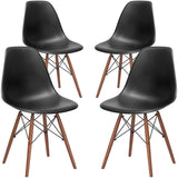 Poly and Bark Vortex Side Chair Walnut Legs, Black, Set of 4
