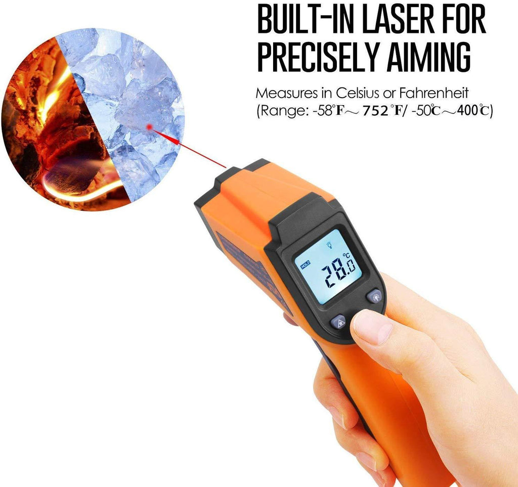 Kizen GM400 Infrared Thermometer Non-Contact Digital Laser Temperature Gun with LCD Display