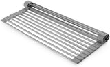 Miligore Over Sink Dish Drying Rack 21 inches x 16 inches, 304 Stainless Steel Large Sink Rack Dish Drainers Rack, Foldable, Rollable and Easy to Store, Black